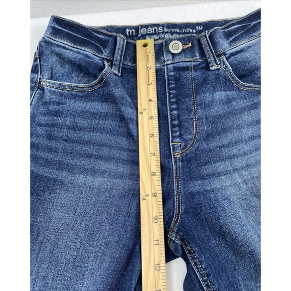 M Jeans Maurices Womens Small Short Distress Medium‎ Wash Denim  Hi Rise Flare - Picture 8 of 11